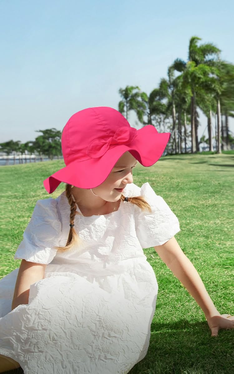 Vimeet Kid Summer Hat Baby Sun Hat Toddler Beach Hat Baby Bucket Hat Infant Cap (16.9 in/3-6 Months, Rose) - Image 2